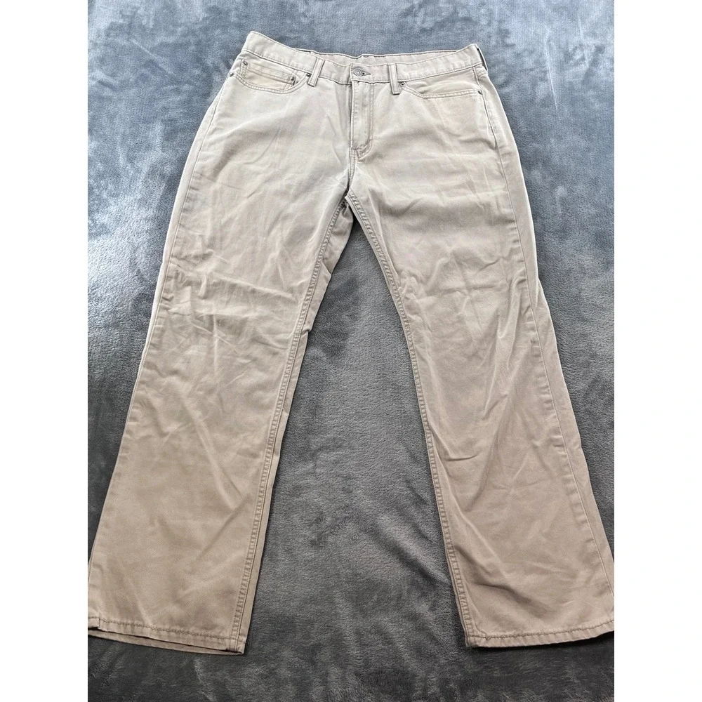Levis 514 Straight Fit Khaki Tan Pants Mens 36x32 Cotton Twill 00514-0407
